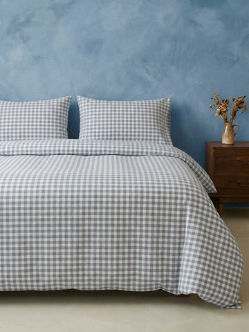 GINGHAM DUVET COVER - VANILLA BERRY