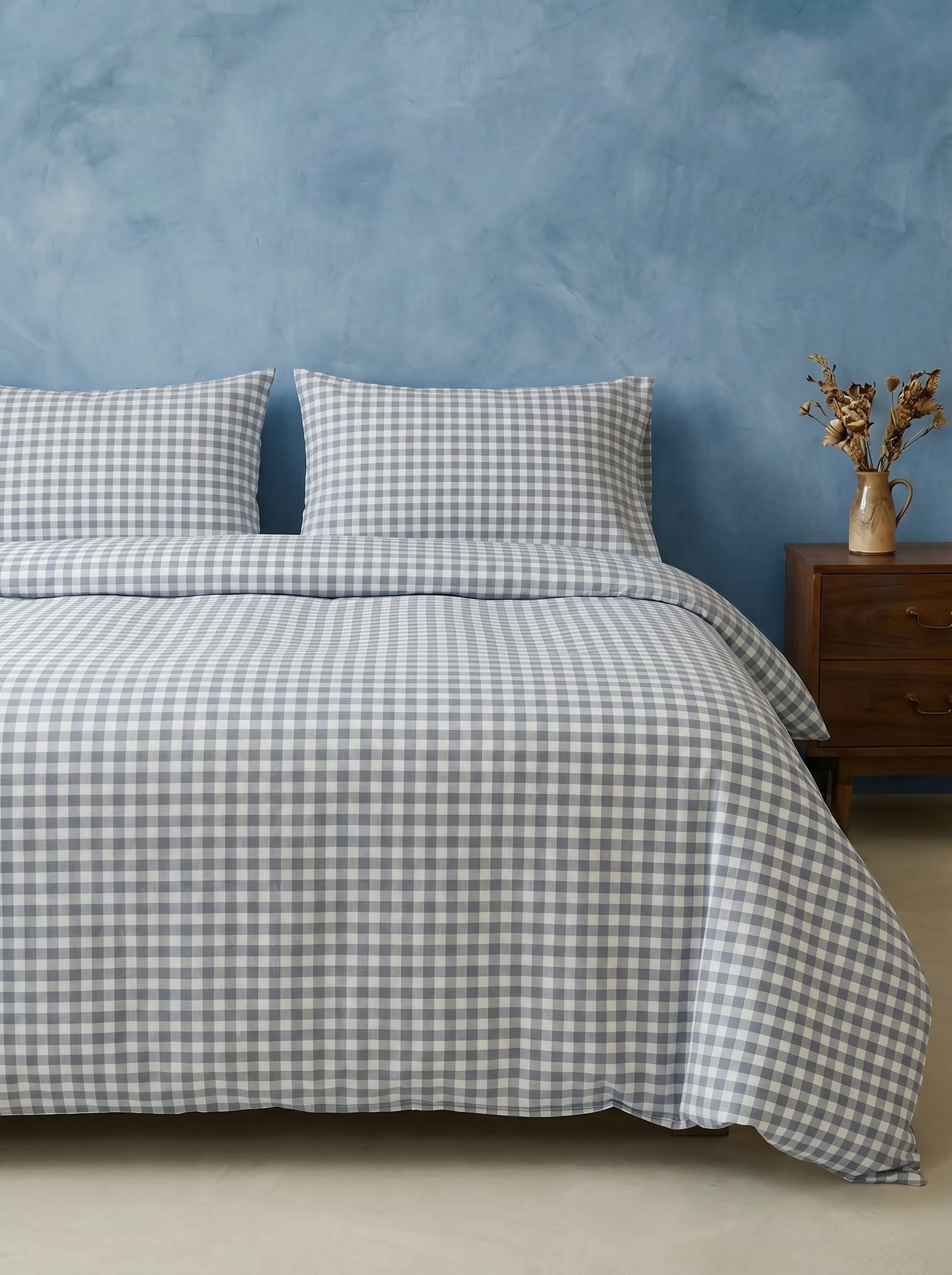 GINGHAM DUVET COVER - VANILLA BERRY