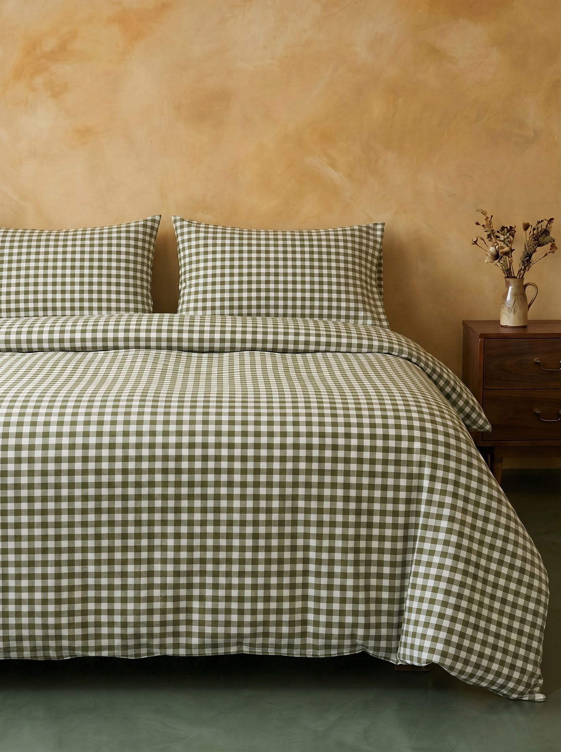 GINGHAM DUVET COVER - MATCHA LATTE