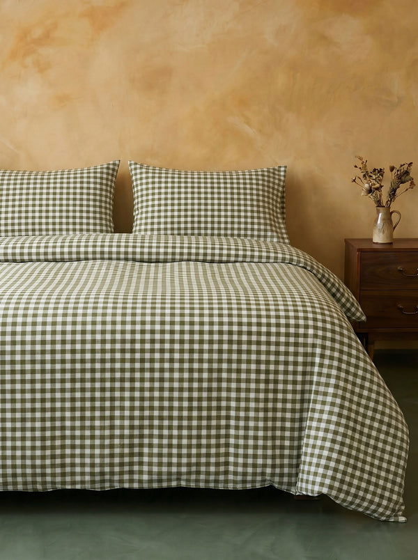 GINGHAM DUVET COVER - MATCHA LATTE