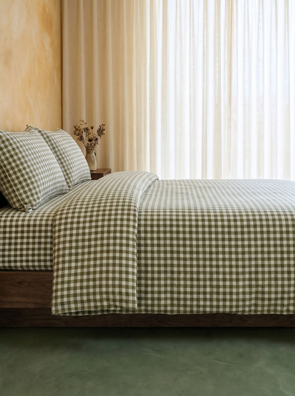 GINGHAM PILLOWCASE SET - MATCHA LATTE
