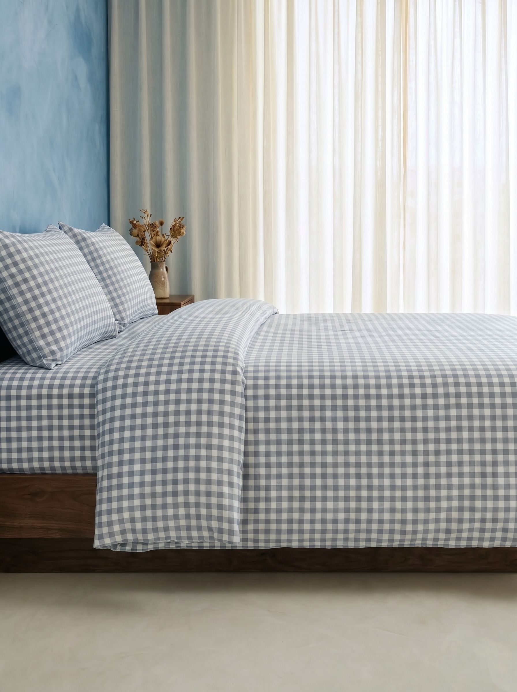 GINGHAM DUVET COVER - VANILLA BERRY