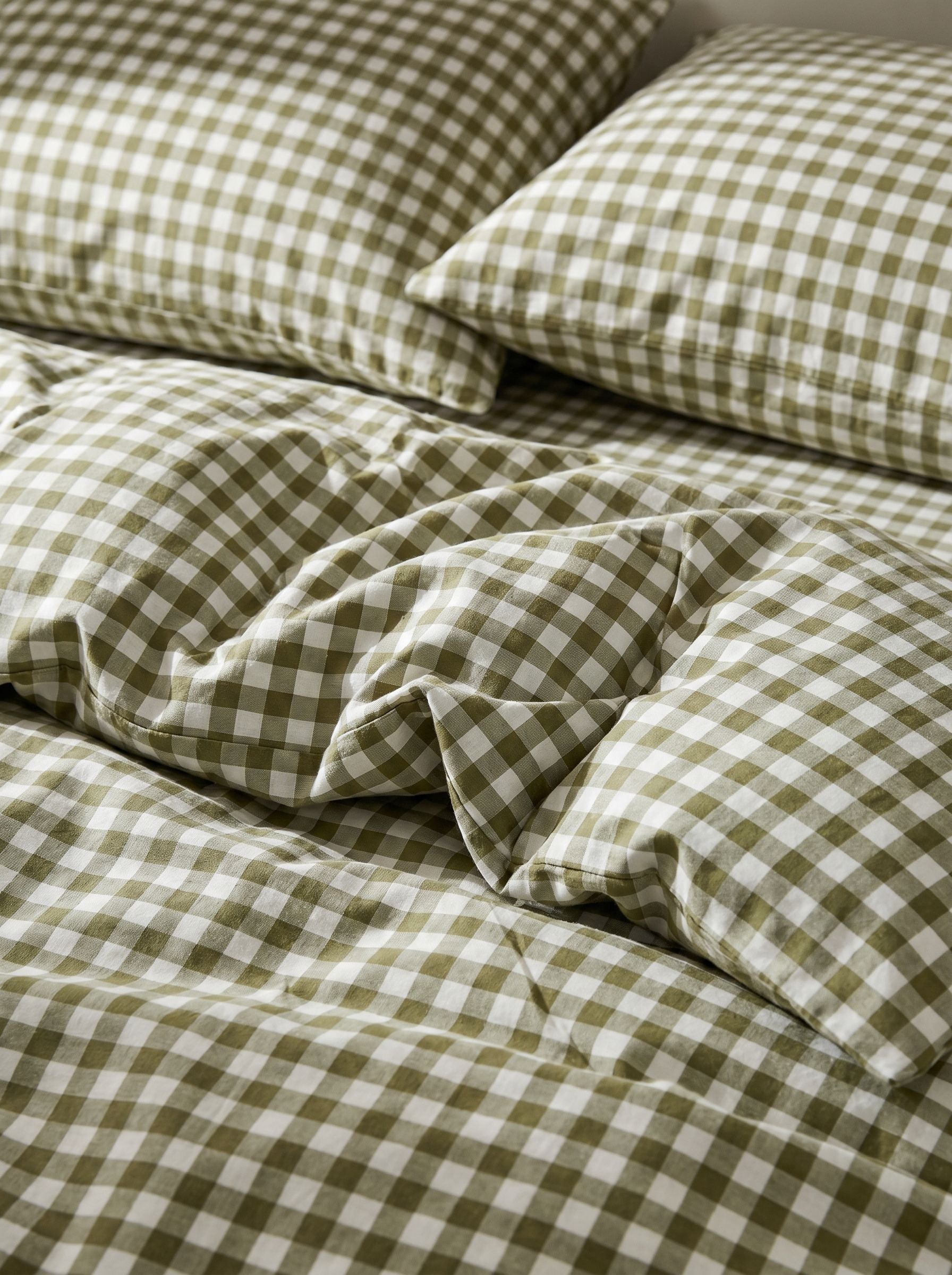GINGHAM DUVET COVER - MATCHA LATTE