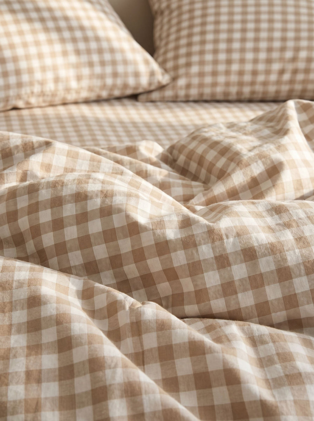 GINGHAM DUVET COVER - ICED COFFEE