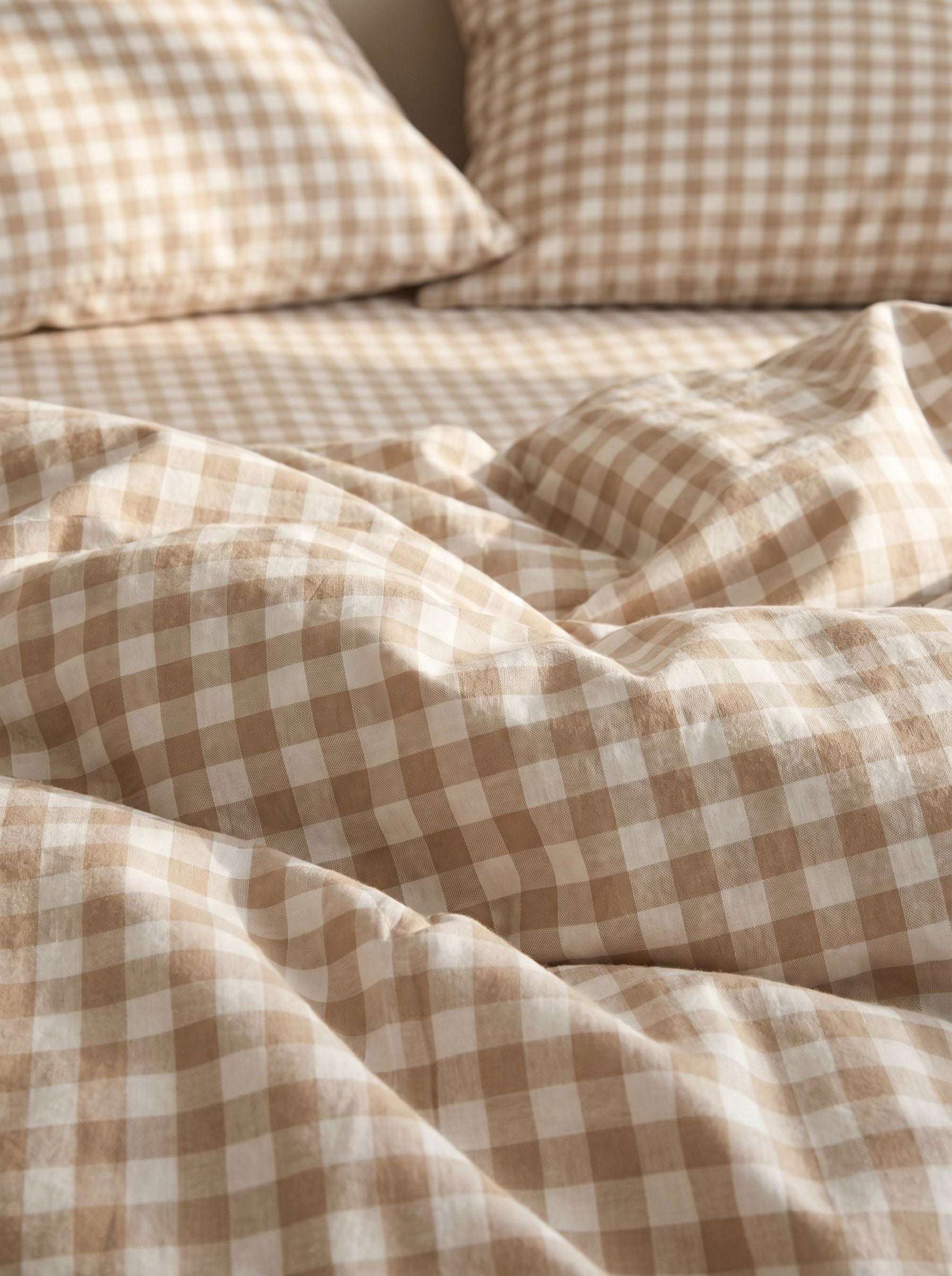 GINGHAM DUVET COVER - ICED COFFEE