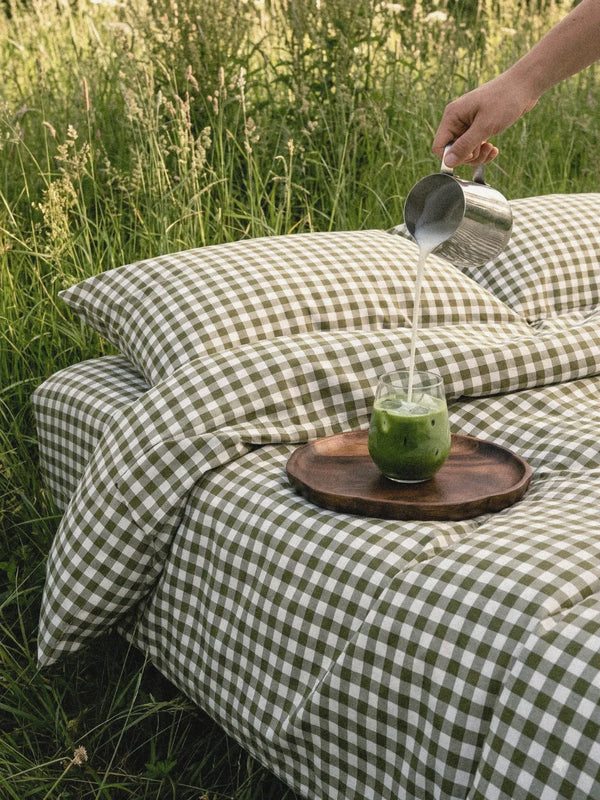 Gingham Pillowcase Set - Matcha Latte