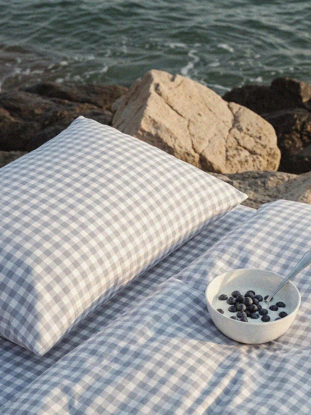 Gingham Duvet Cover - Vanilla Berry