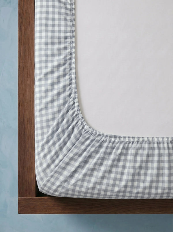 GINGHAM FITTED SHEET - VANILLA BERRY