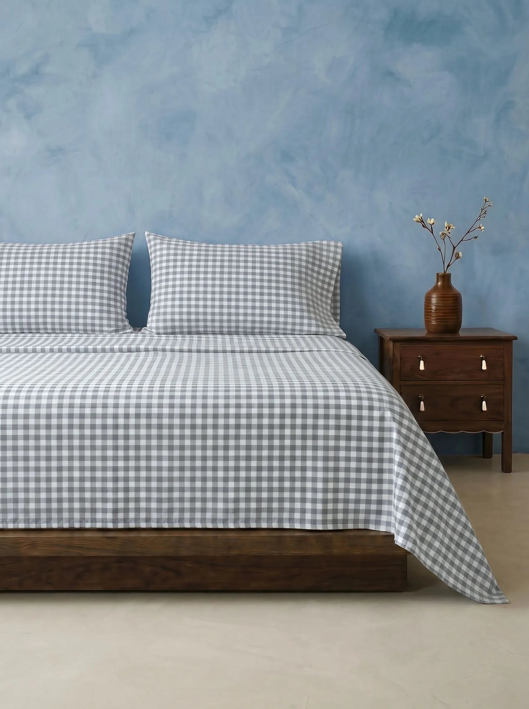 GINGHAM FLAT SHEET - VANILLA BERRY