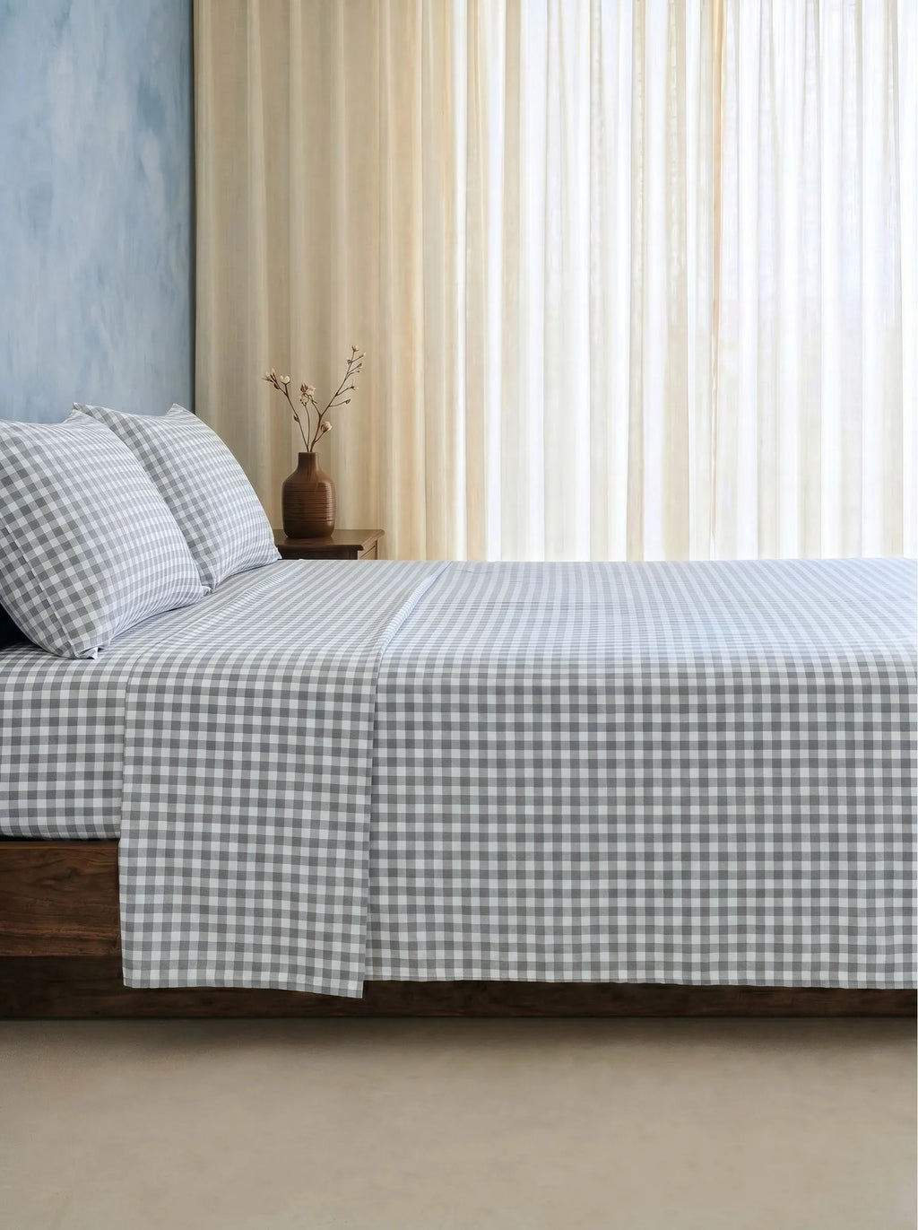 GINGHAM FLAT SHEET - VANILLA BERRY