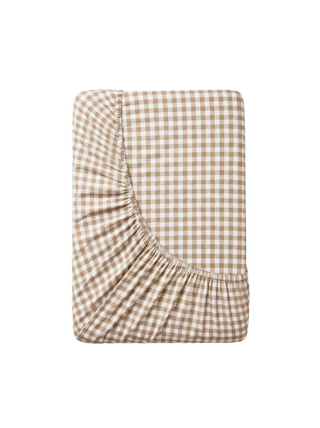 GINGHAM FITTED SHEET - ICED COFFEE