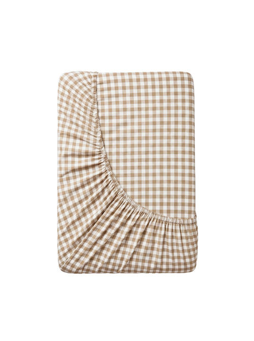 GINGHAM FITTED SHEET - ICED COFFEE