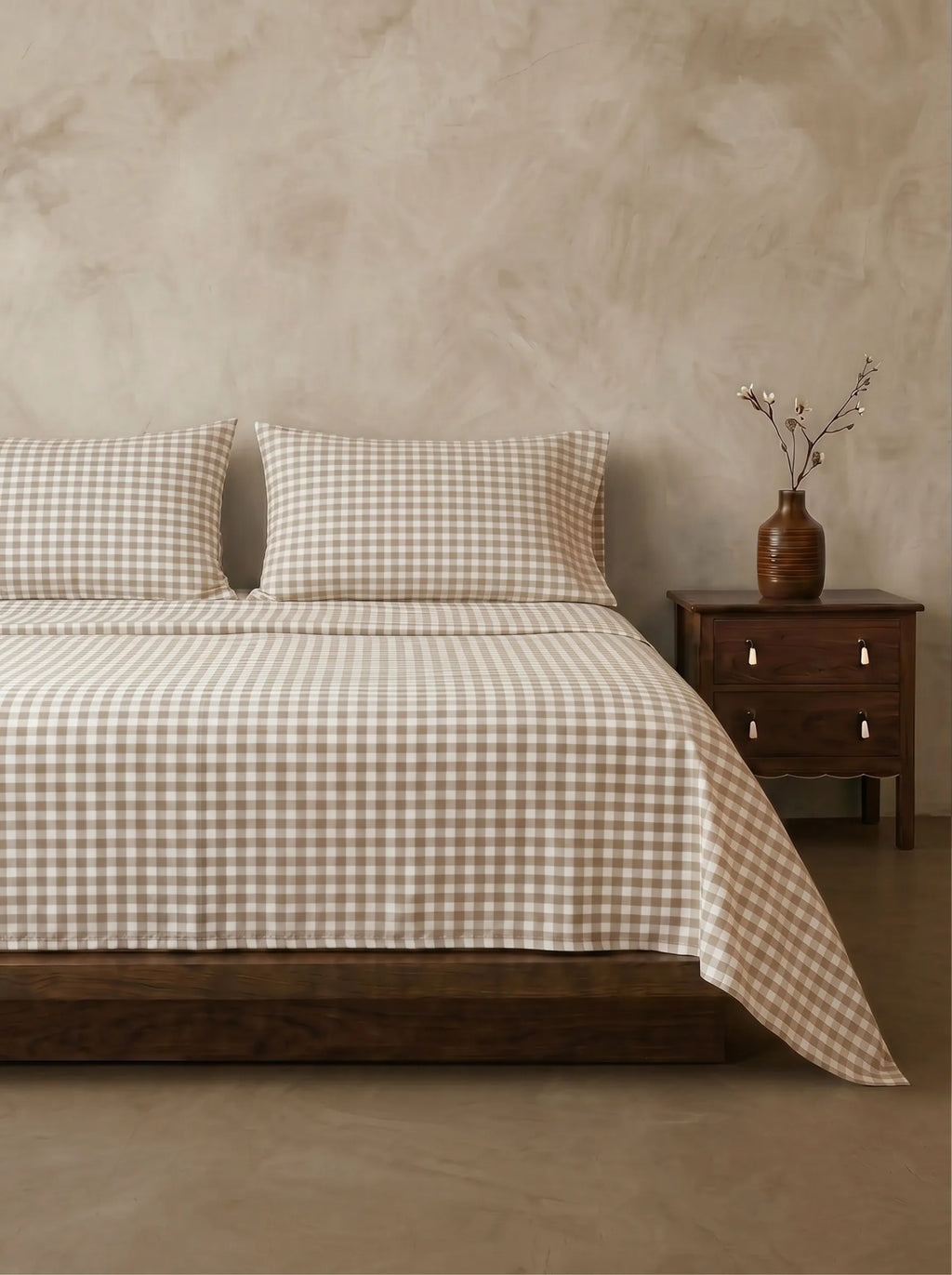 GINGHAM FLAT SHEET - ICED COFFEE