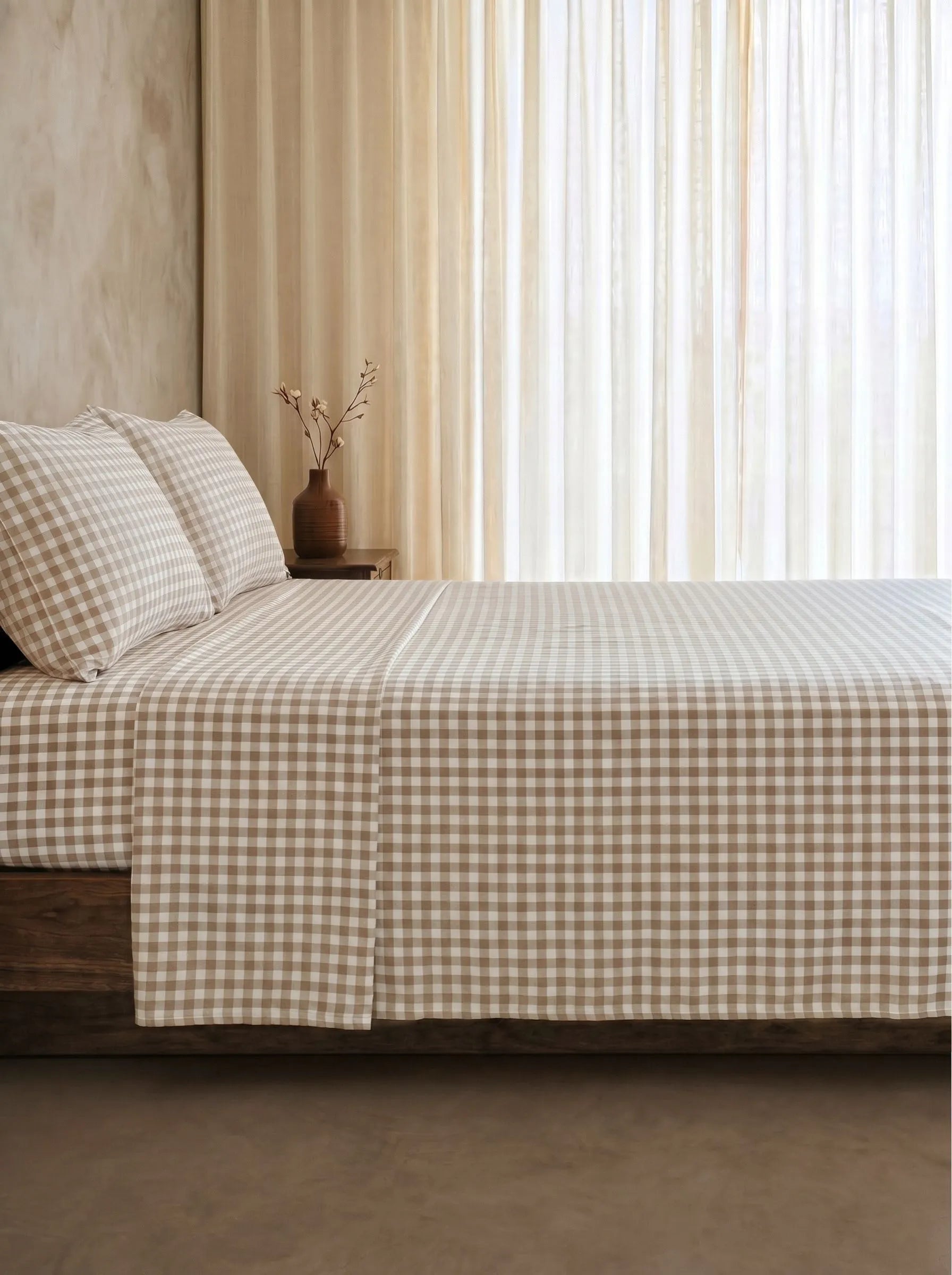 GINGHAM FLAT SHEET - ICED COFFEE