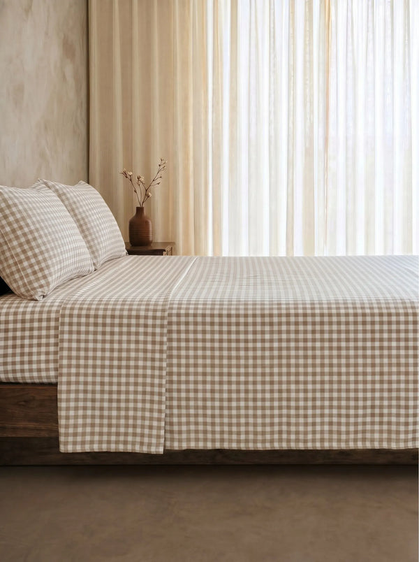 GINGHAM FLAT SHEET - ICED COFFEE