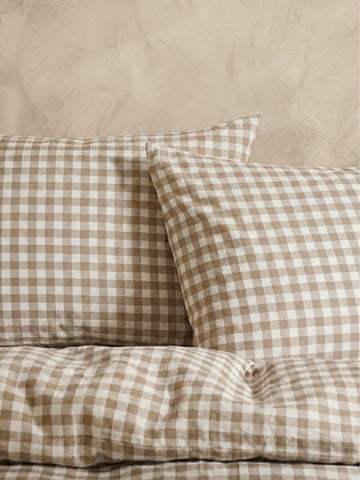 GINGHAM PILLOWCASE SET - ICED COFFEE