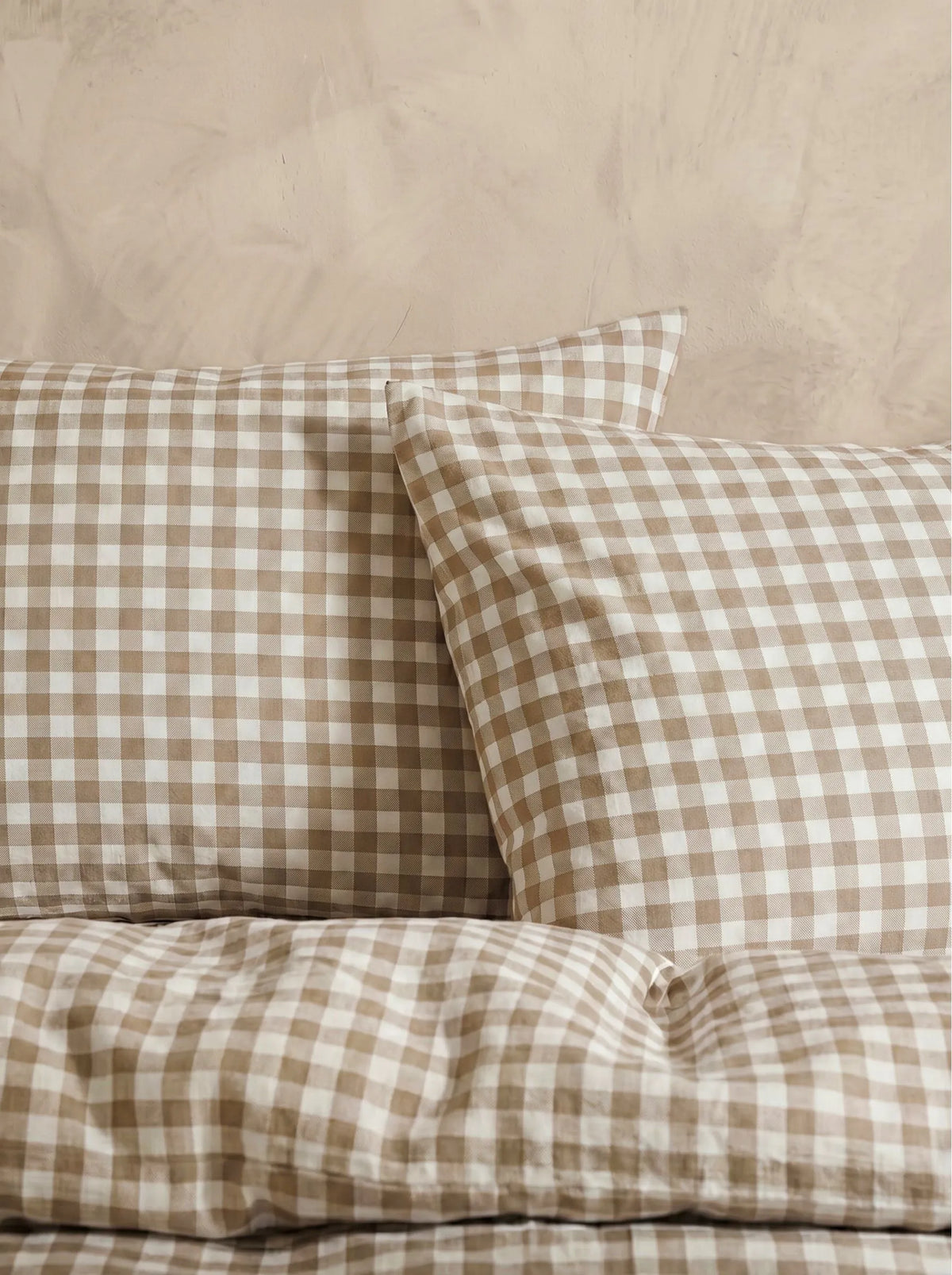 GINGHAM PILLOWCASE SET - ICED COFFEE