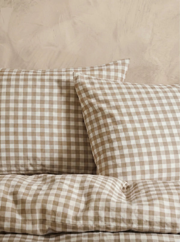 GINGHAM PILLOWCASE SET - ICED COFFEE