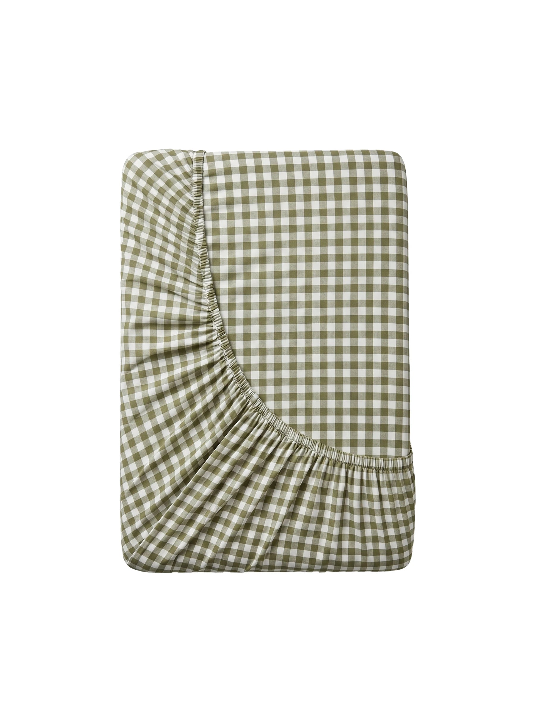 GINGHAM FITTED SHEET - MATCHA LATTE