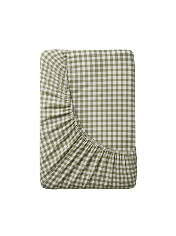 GINGHAM FITTED SHEET - MATCHA LATTE
