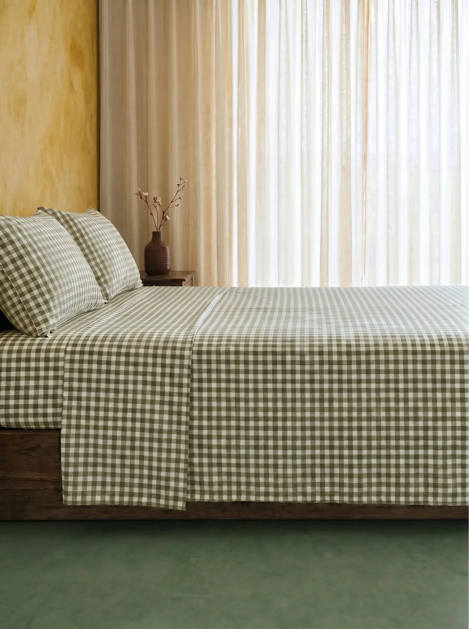 GINGHAM FLAT SHEET - MATCHA LATTE