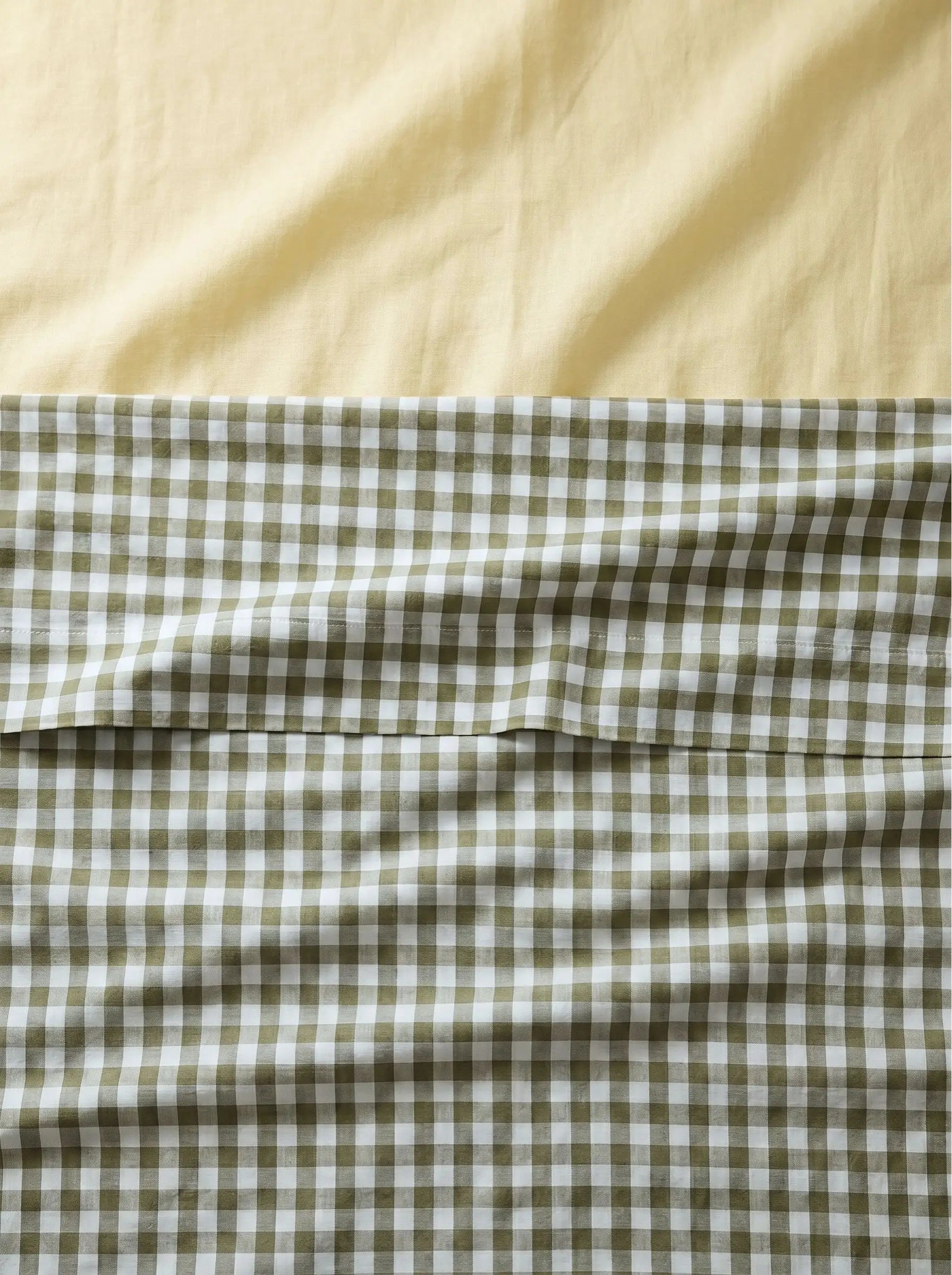 Gingham Flat Sheet - Matcha Latte