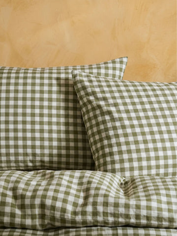 GINGHAM PILLOWCASE SET - MATCHA LATTE
