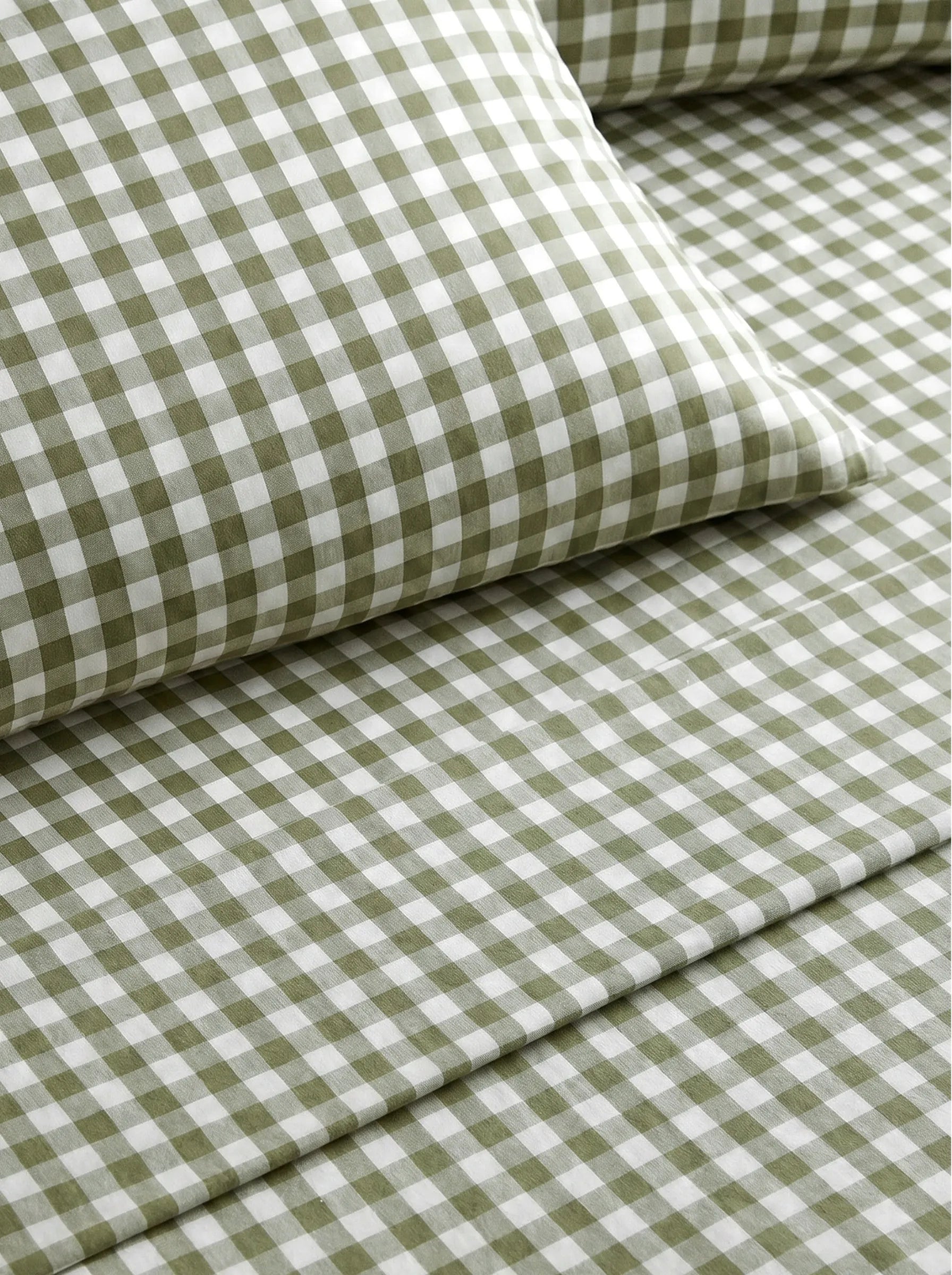 GINGHAM PILLOWCASE SET - MATCHA LATTE