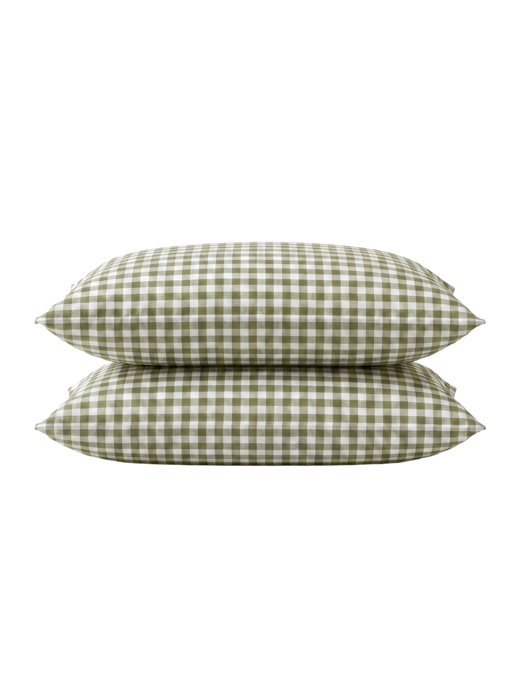 GINGHAM PILLOWCASE SET - MATCHA LATTE