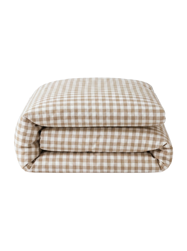 GINGHAM DUVET COVER - ICED COFFEE