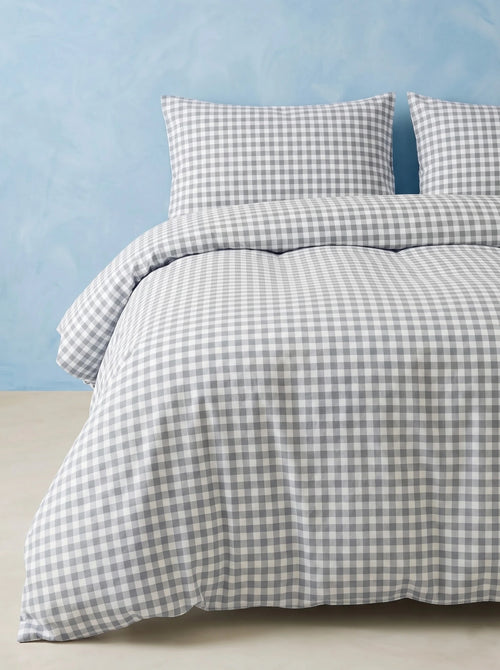 Gingham lakenset van geborsteld katoen - Skyfade